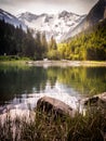 Summer morning at the Stillup reservoir in the Zillertal in Tyrol