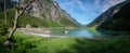 Summer morning at the Stillup reservoir in the Zillertal in Tyrol