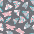 Summer moth seamless vector pattern.