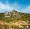 Summer mountain Durmitor panoramic road, Sedlo pass, Montenegro Royalty Free Stock Photo