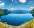 Summer mountain lake Suldalsvatn panorama (Norway)