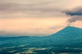 Summer mountain landscape in Caucasus, Russia. Morning fog, tranquil natural scene Royalty Free Stock Photo