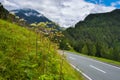 Summer mountain landscape with country road at the european Alps Royalty Free Stock Photo