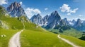 Summer mountain landscape during an hicking inside Col Rodella generated by Ai