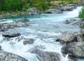 Summer mountain river waterfalls (Norge) Royalty Free Stock Photo