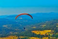 Summer mountain valley paragliding scene,Paragliding pilots focus on sky flight in saputara india,ountain valley paragliding, Royalty Free Stock Photo