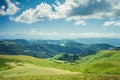 Summer mountains green grass and blue sky