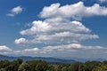 Summer mountains green grass and blue sky with clouds. Royalty Free Stock Photo