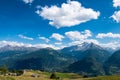 Summer mountains green grass and blue sky landscape Royalty Free Stock Photo