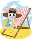 Summer mouse on the beach with a ball