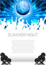 Summer Music Background with Discoball - Vector