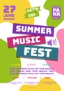 Summer music fest party poster cartoon style Royalty Free Stock Photo