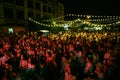 Summer music festival crowd partying outdoor