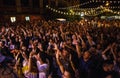 Summer music festival crowd partying outdoor