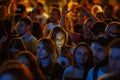 Summer music festival crowd partying outdoor