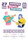 Summer music festive party poster cartoon style Royalty Free Stock Photo