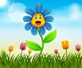 Summer nature background with cute flower illustration