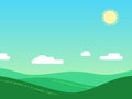 Summer nature landscape vector background in flat style