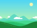 Summer nature landscape vector background in flat style