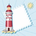 Summer nautical background with lighthouse