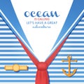 Summer nautical travel background with sailor uniform