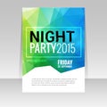 Summer Night Beach Party Vector Flyer Template Design. Polygonal graphic