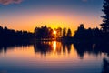 Summer night sunset from Sotkamo, Finland. Royalty Free Stock Photo