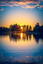 Summer night sunset from Sotkamo, Finland. Royalty Free Stock Photo