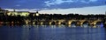 Summer night view of Charles Bridge over the Vltava in the historical part of Prague Royalty Free Stock Photo