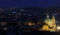 Summer night view of the churches of the historical part of Prague Royalty Free Stock Photo