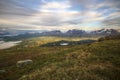 In summer nights here on Mount Nuolja, the mountain casts a shadow on Abisko valley Royalty Free Stock Photo