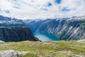 Summer norwegian landscape with mountains and lake Royalty Free Stock Photo