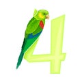 Summer Number with Bright Parrot Bird Vector Illustration