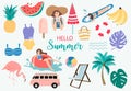 Summer object collection with watermelon,banana,flamingo and ice cream.Vector illustration for icon,logo,sticker,printable, Royalty Free Stock Photo