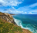 Summer ocean coastline view in Getxo town Spain