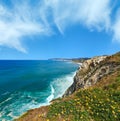 Summer ocean coastline view in Getxo town Spain