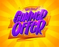 Summer offer vector banner template with hand drawn lettering