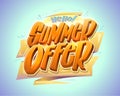 Summer offer vector web banner template with hand drawn lettering, hello summer poster Royalty Free Stock Photo