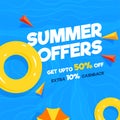 Summer offers banner design with top view of a swimming pool, up
