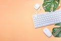 Summer office background with keyboard Royalty Free Stock Photo