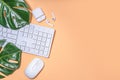 Summer office background with keyboard Royalty Free Stock Photo