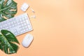 Summer office background with keyboard Royalty Free Stock Photo