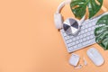 Summer office background with keyboard Royalty Free Stock Photo