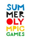 Summer Olympic games handwritten lettering in olympic colored. Paris 2024 sport games concept
