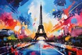 Summer Olympic Games 2024 Paris General Field Marathon - Artistic Colorful Abstract Representation in Olympic Colors with
