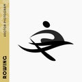 Summer Olympics 2024. Vector icon of a rower sitting in a boat. Icon of a rower rowing with oars. Sports competitions and events.