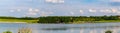 Summer in Omaha, panorama of the levy, pier and boat ramp on the Eastern shore of the lake at Ed Zorinsky Lake Park Omaha NE