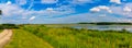 Summer in Omaha, Panorama paved trail and East side levy of the lake at Ed Zorinsky Lake Park Omaha NE