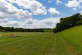 Summer in Omaha, Soccer field and green vegetation of Ed Zorinsky lake park, Omaha, Nebraska