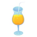 Summer orange cocktail with straw. Tropic party element. Coll and cold yellow non-alchololic beverage.